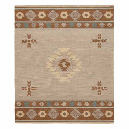Hand Tufted New Zealand Wool+Viscose Rugs in Beige/Lt.Brown Color