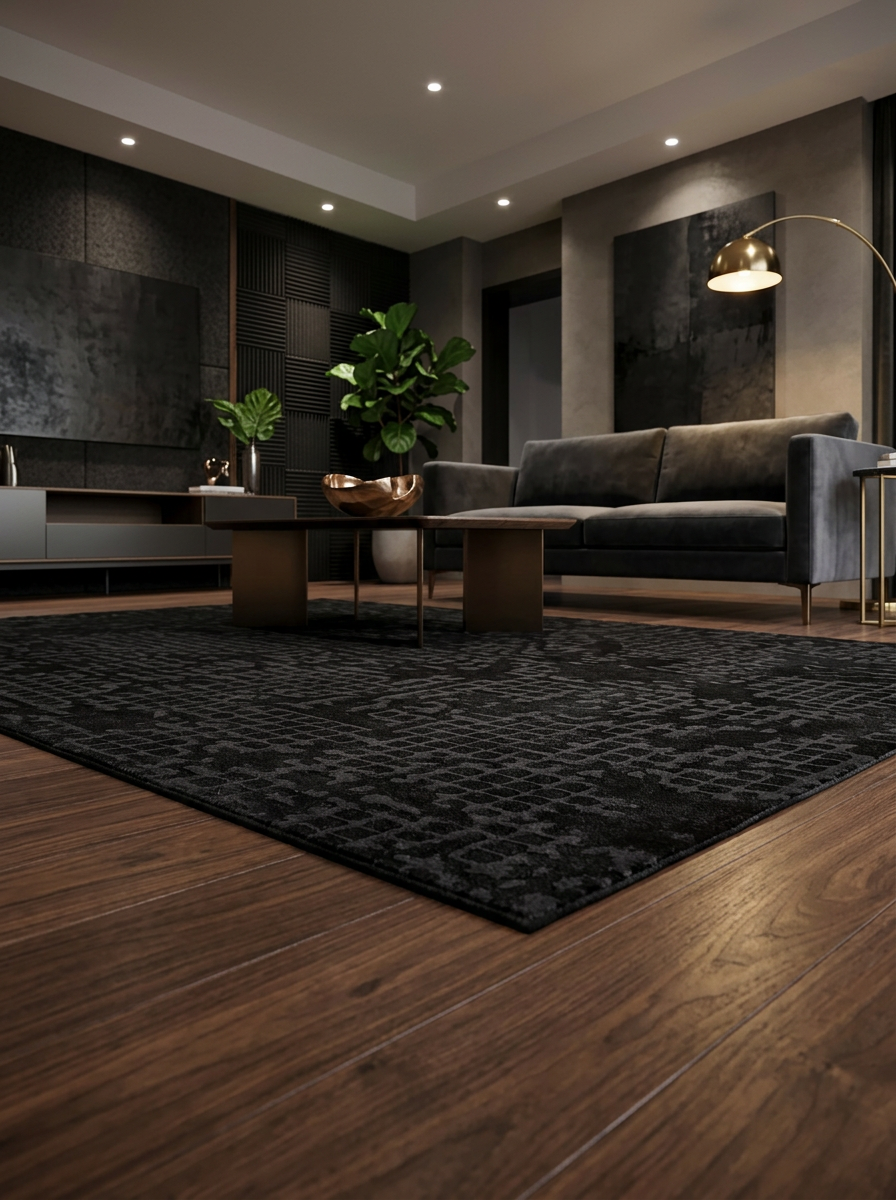 Hand Tufted New Zealand Wool Rugs in Charcoal/Charcoal Color