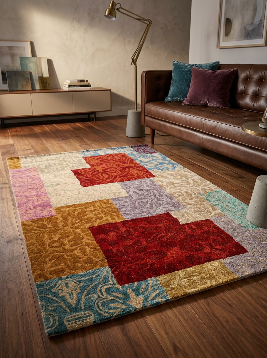 Hand Tufted New Zealand Wool+Viscose Rugs in Multi Color