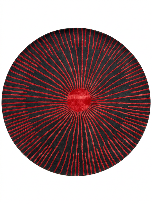 Hand Tufted New Zealand Wool+Viscose Rugs in Charcoal/Mist Red Color