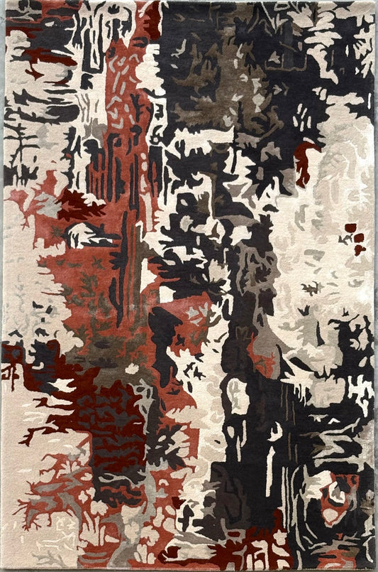 Chhaya — Hand-Tufted Beige & Charcoal Wool-Viscose Rug