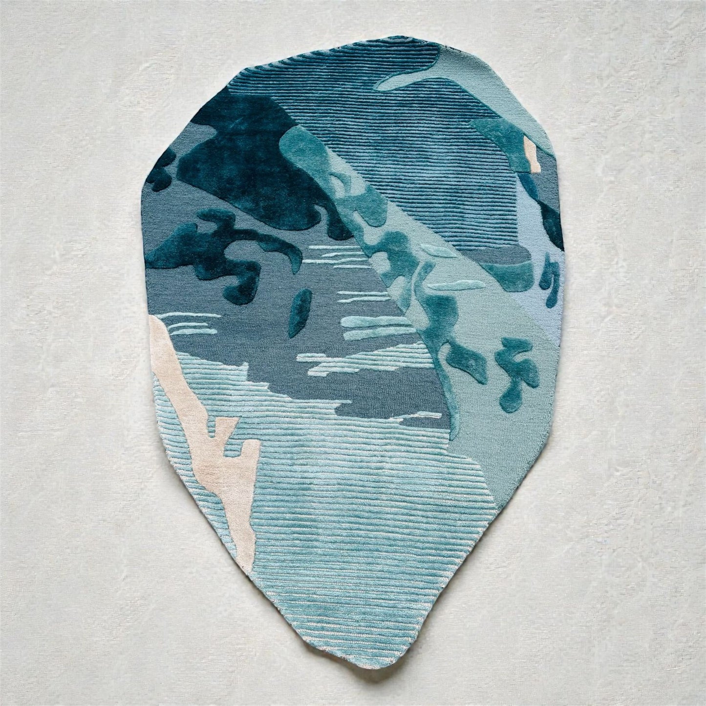 Hand Tufted Bamboo + New Zealand Wool Rugs in Teal/Denim Color