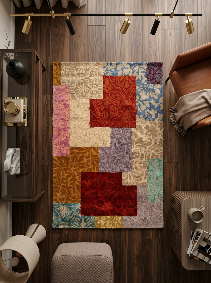 Hand Tufted New Zealand Wool+Viscose Rugs in Multi Color