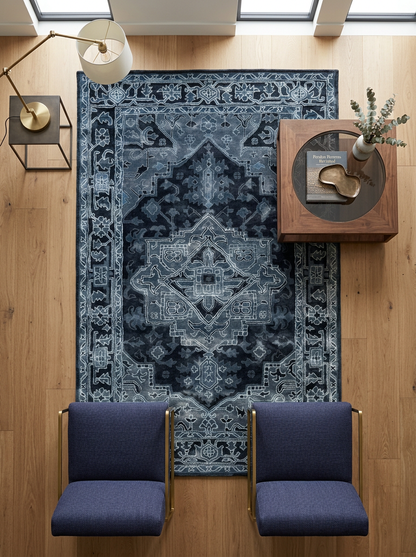 Hand Tufted 100% Viscose Rugs in Navy Blue Color