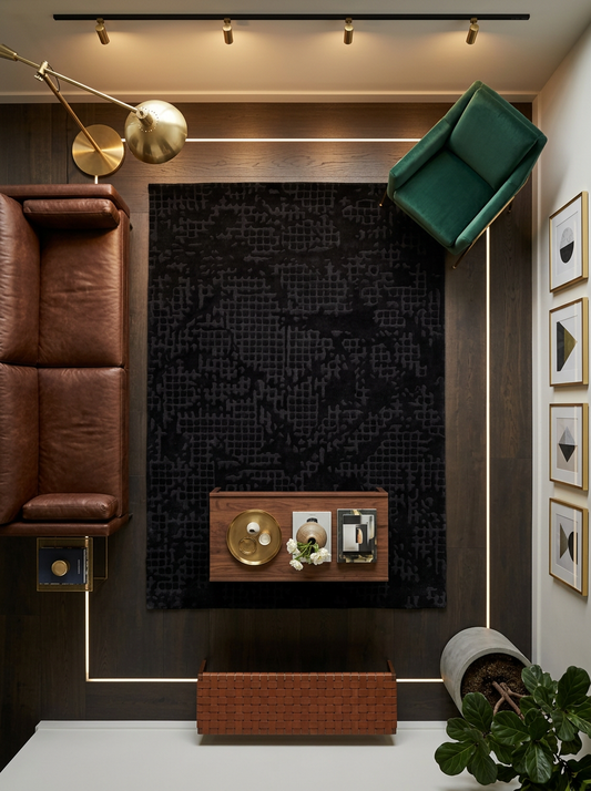 Hand Tufted New Zealand Wool Rugs in Charcoal/Charcoal Color