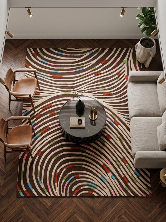 Hand Tufted New Zealand Wool + Fine Wool Rugs in Beige/Brown Color