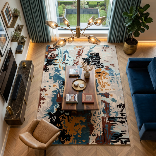 Hand Tufted Viscose + New Zealand Wool Rugs in Beige/Gold Color