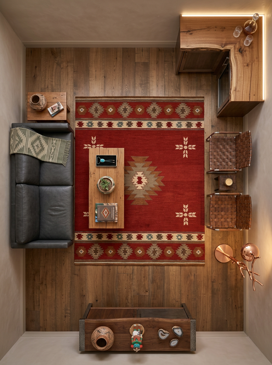 Hand Tufted New Zealand Wool + Oushak Wool Rugs in Rust/Beige Color