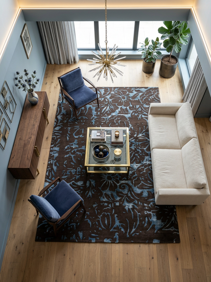 Hand Tufted New Zealand Wool Rugs in Charcoal/Blue Color