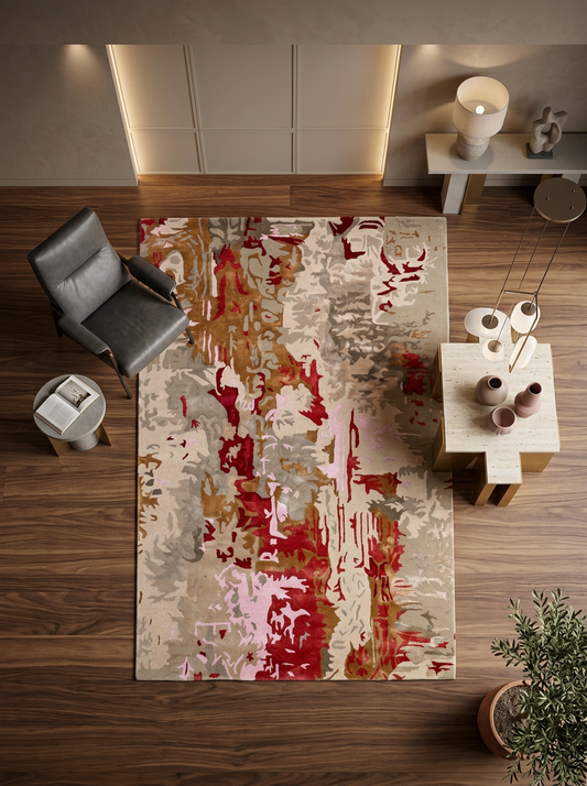Hand Tufted Viscose + New Zealand Wool Rugs in Multi Color