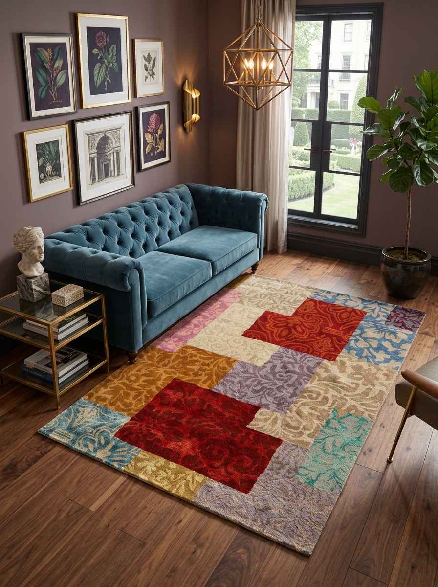 Hand Tufted New Zealand Wool+Viscose Rugs in Multi Color