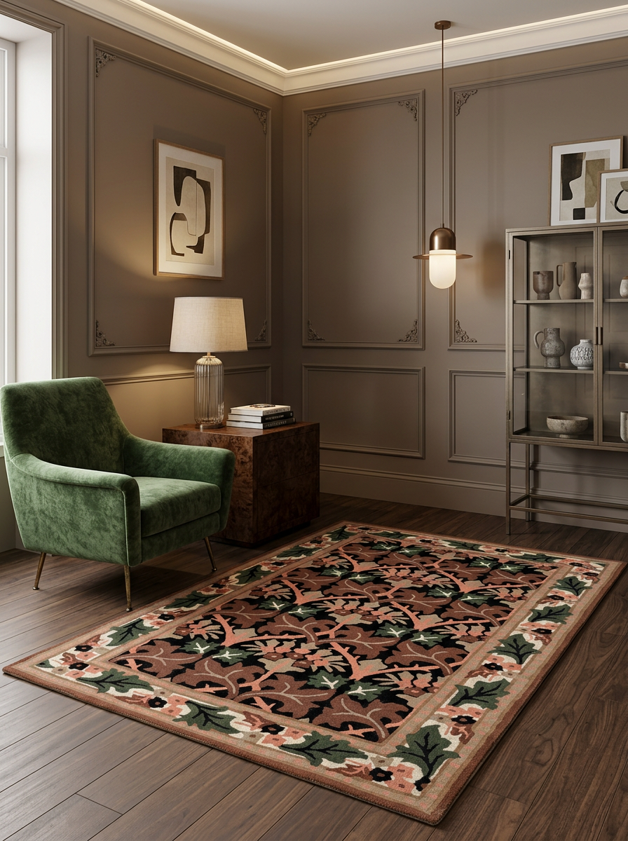Hand Tufted New Zealand Wool Rugs in Black/Beige Color