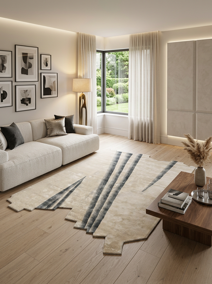 Hand Tufted 100% Viscose Rugs in Ivory Color