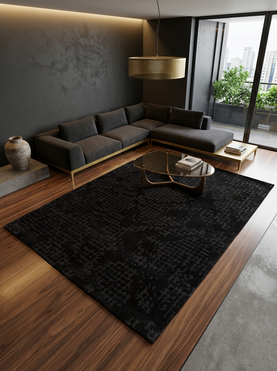 Hand Tufted New Zealand Wool Rugs in Charcoal/Charcoal Color