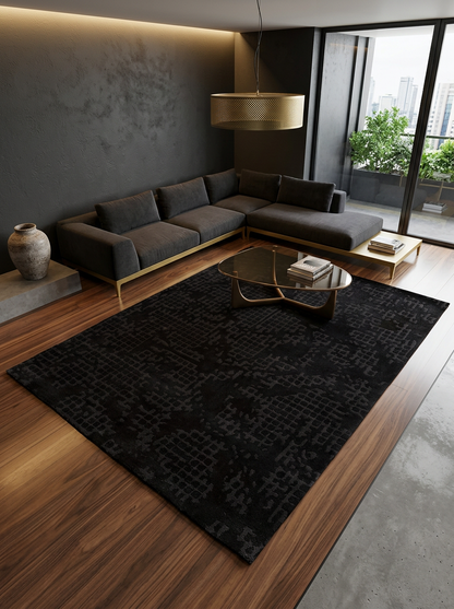 Hand Tufted New Zealand Wool Rugs in Charcoal/Charcoal Color