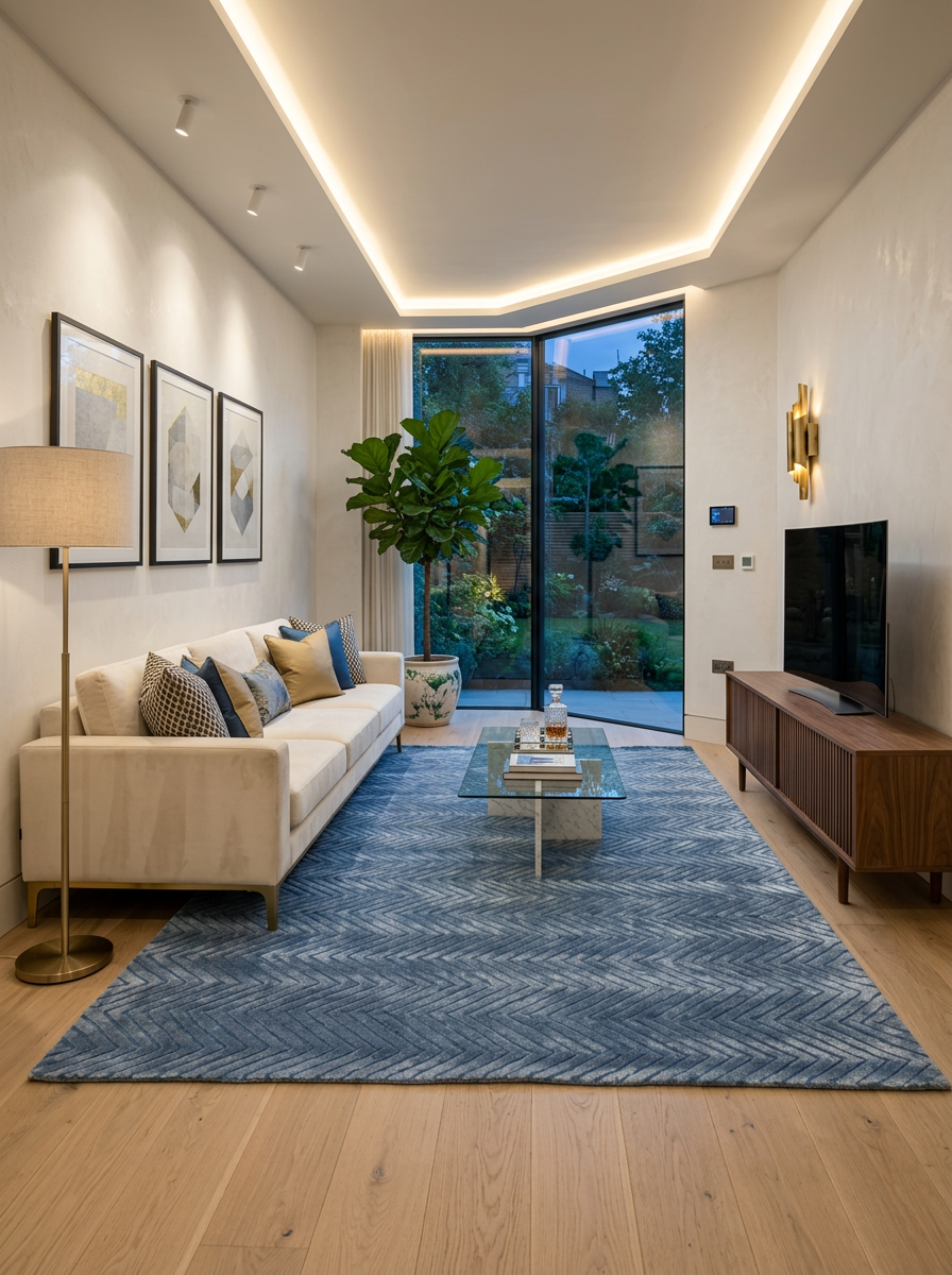 Hand Tufted Viscose + New Zealand Wool Rugs in Blue Color