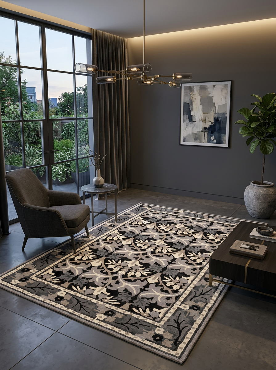 Hand Tufted New Zealand Wool Rugs in Grey/Charcoal Color