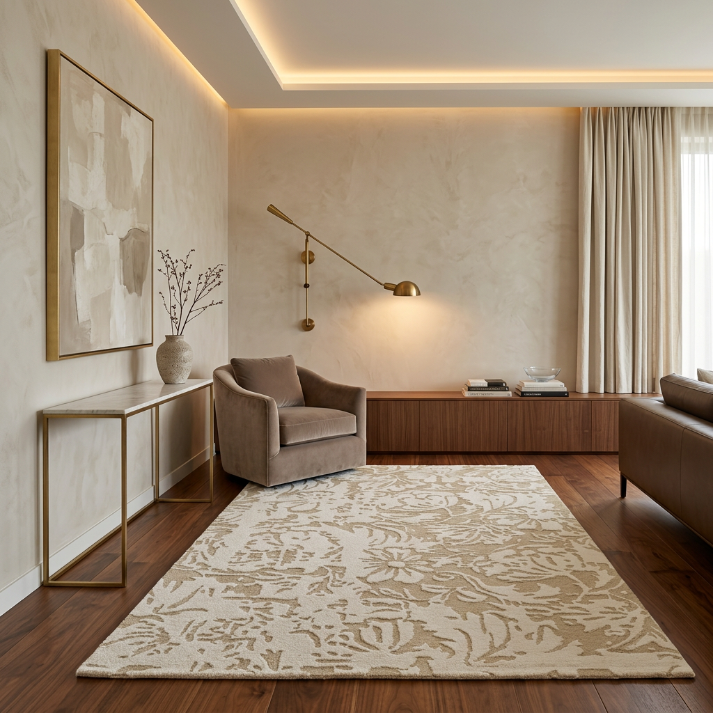 Hand Tufted Fine Wool Rugs in Beige/Ivory Color
