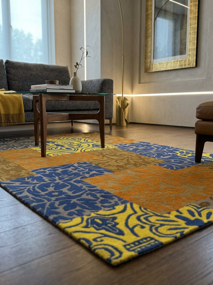 Hand Tufted New Zealand Wool Rugs in Brown/Blue Color