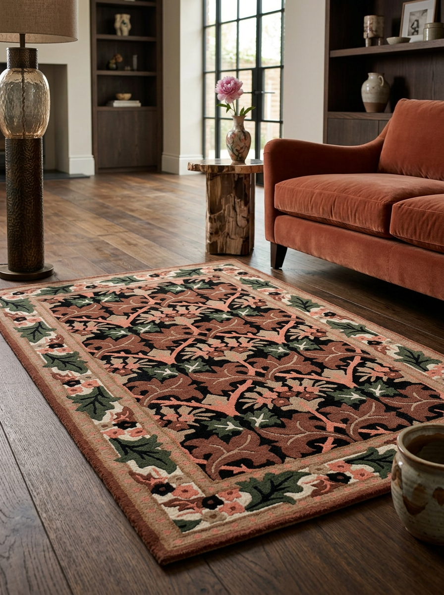 Hand Tufted New Zealand Wool Rugs in Black/Beige Color