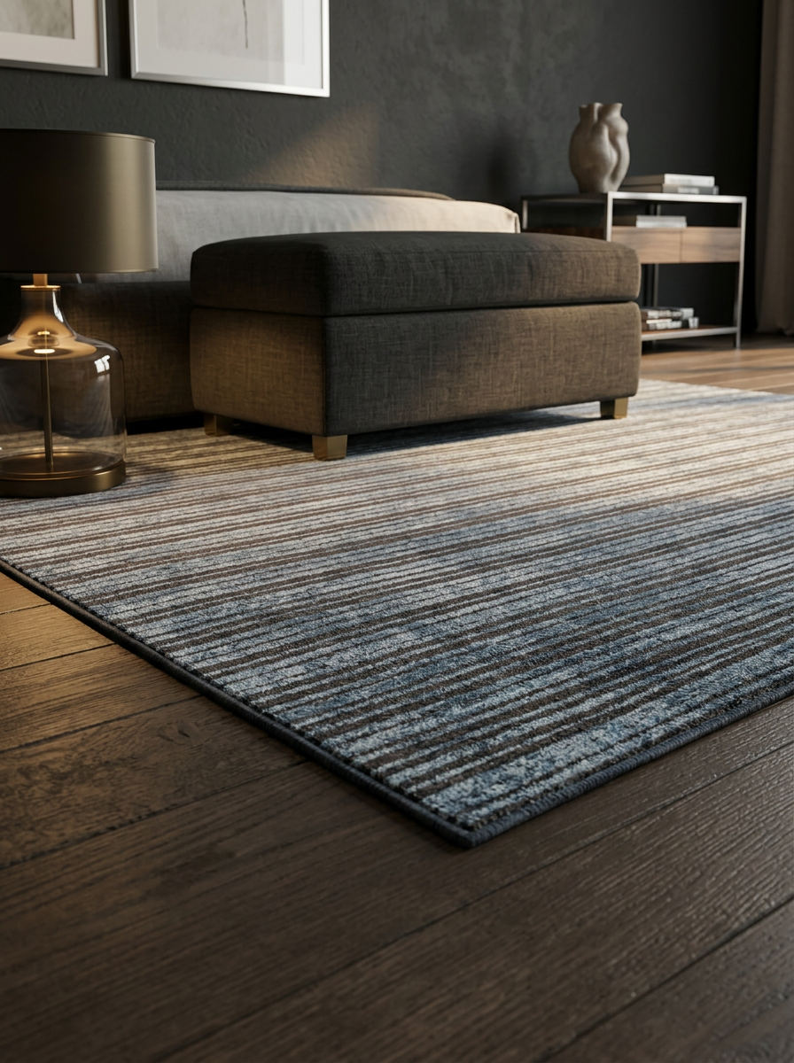 Hand Tufted Viscose + New Zealand Wool Rugs in Blue/Charcoal Color
