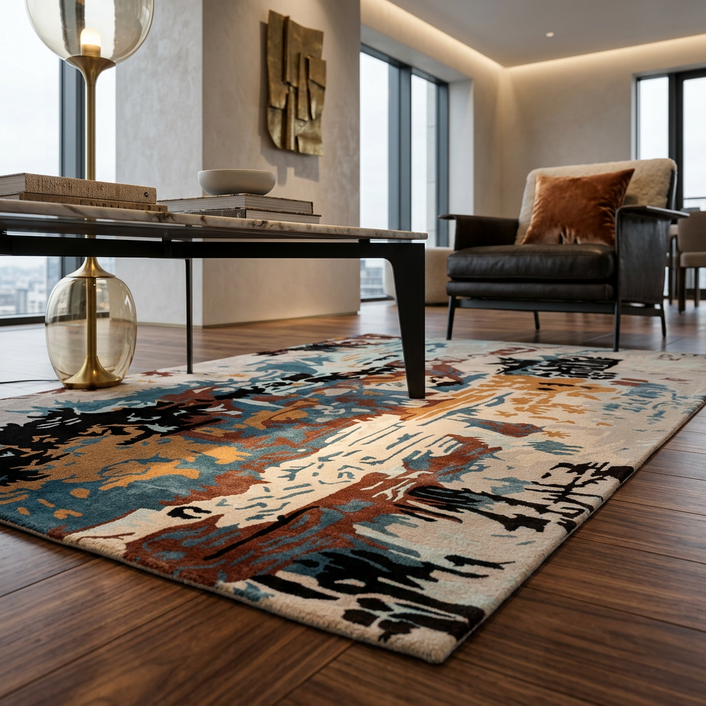 Hand Tufted Viscose + New Zealand Wool Rugs in Beige/Gold Color