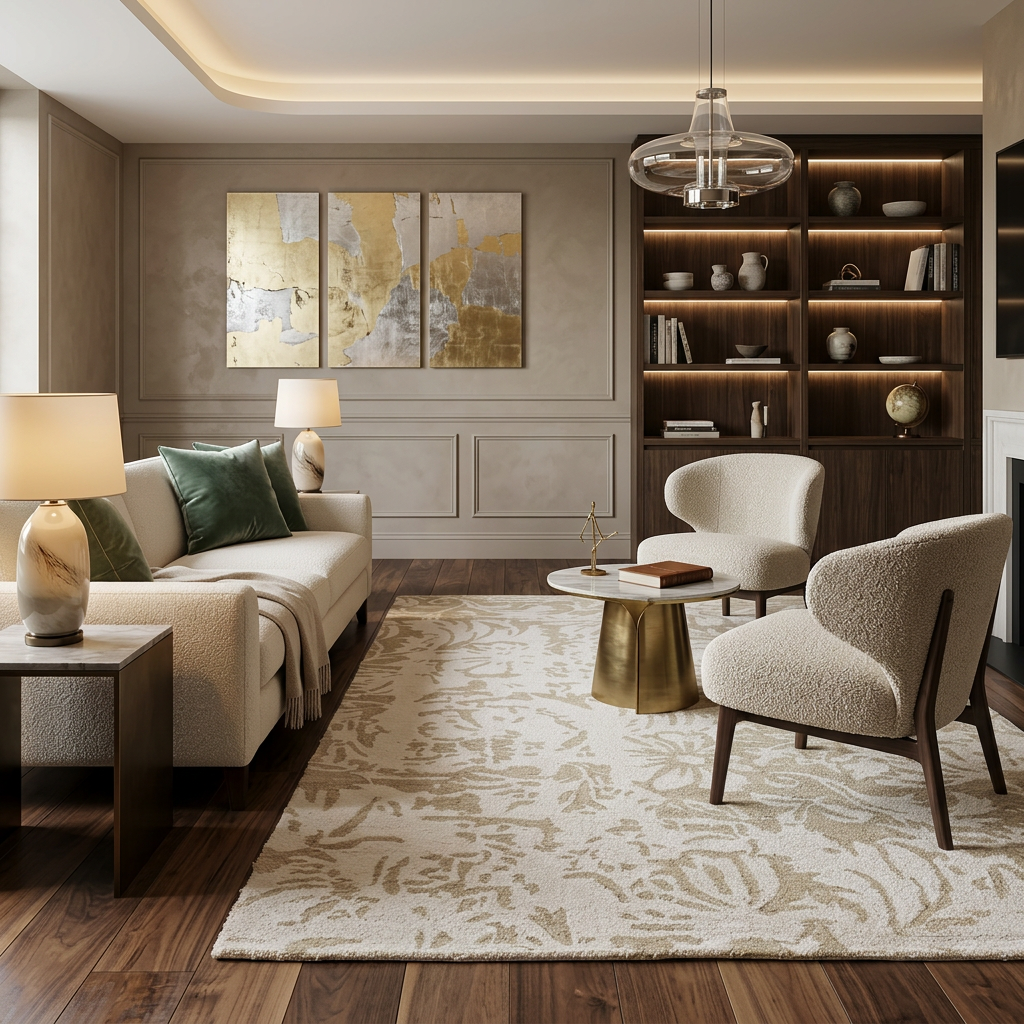 Hand Tufted Fine Wool Rugs in Beige/Ivory Color