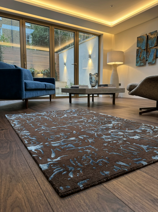 Hand Tufted New Zealand Wool Rugs in Charcoal/Blue Color