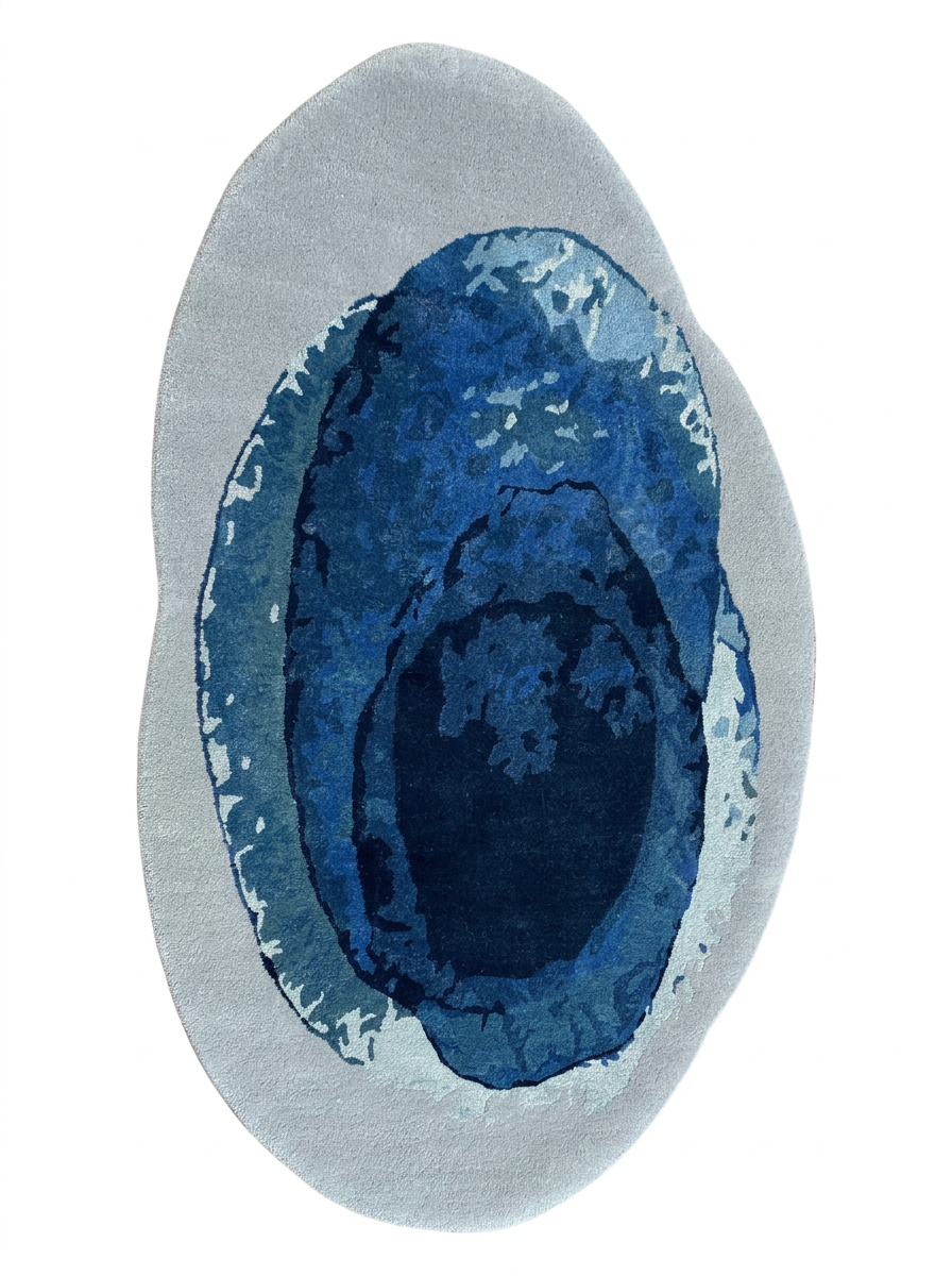 Hand Tufted Viscose + New Zealand Wool Rugs in Denim/Blue Color