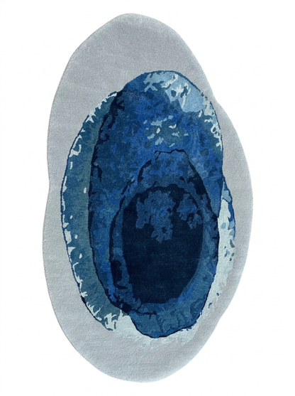 Hand Tufted Viscose + New Zealand Wool Rugs in Denim/Blue Color