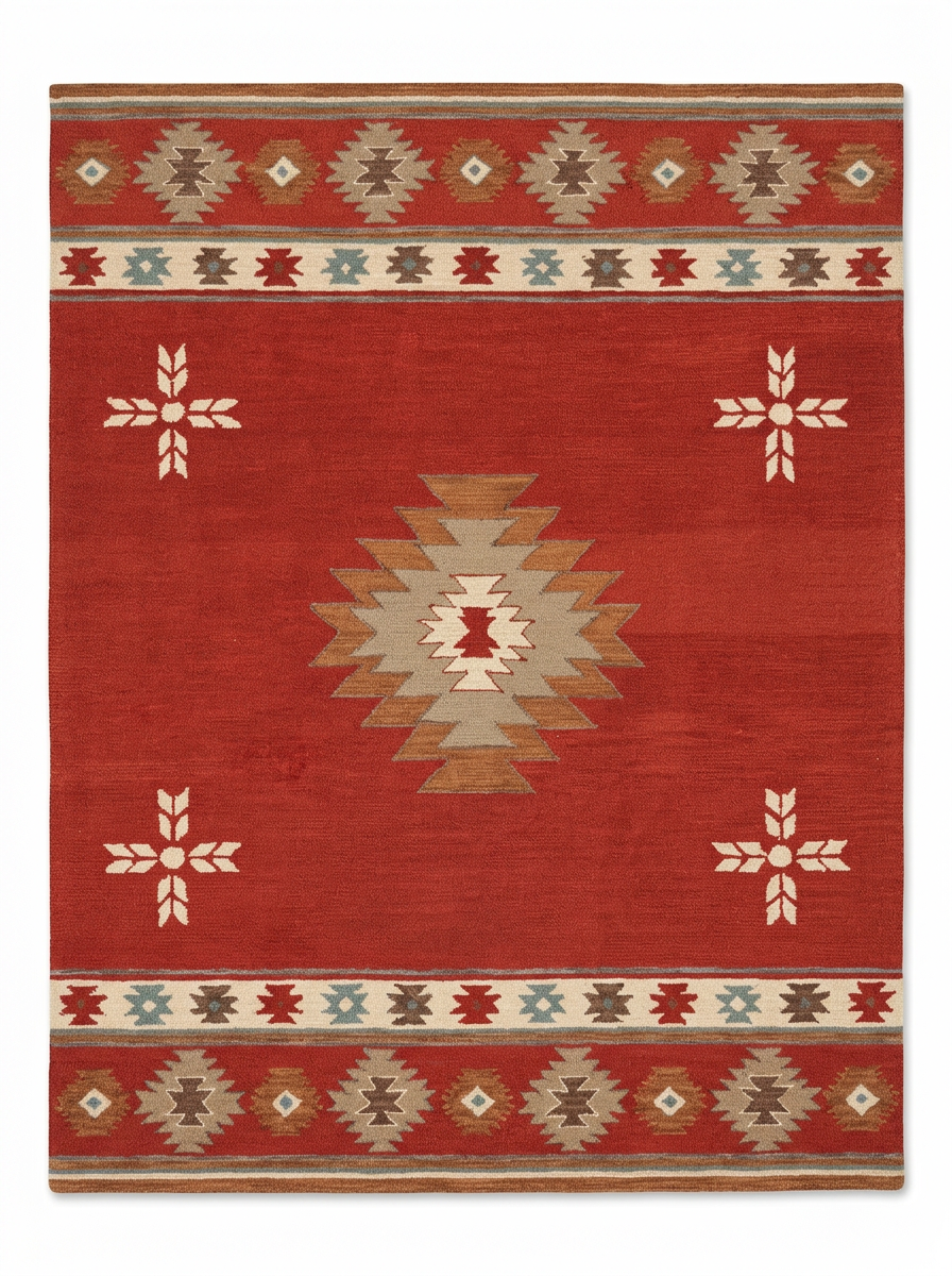 Hand Tufted New Zealand Wool + Oushak Wool Rugs in Rust/Beige Color