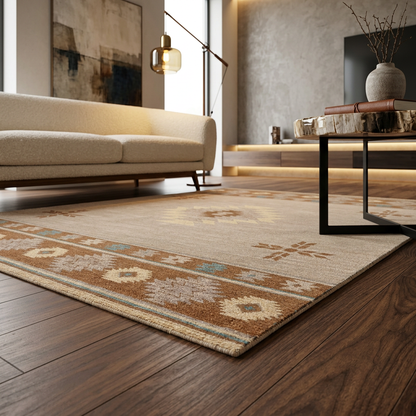 Hand Tufted New Zealand Wool+Viscose Rugs in Beige/Lt.Brown Color