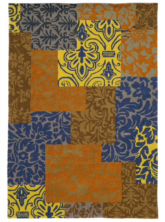 Hand Tufted New Zealand Wool Rugs in Brown/Blue Color