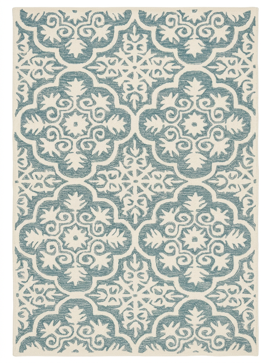 Hand Tufted Fine Wool Rugs in Denim/White Color