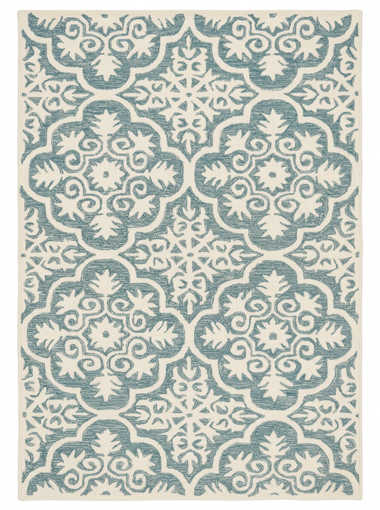 Hand Tufted Fine Wool Rugs in Denim/White Color