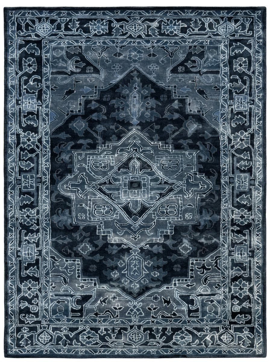Hand Tufted 100% Viscose Rugs in Navy Blue Color