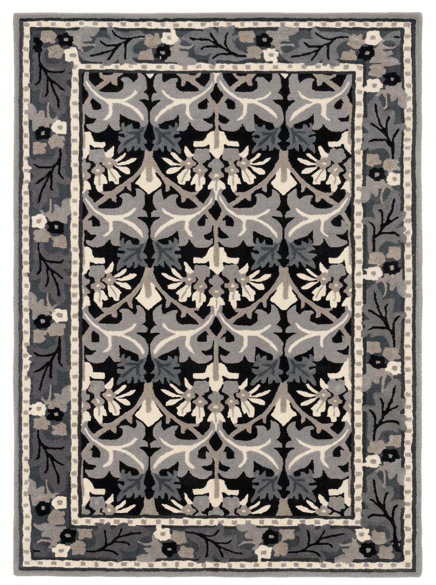 Hand Tufted New Zealand Wool Rugs in Grey/Charcoal Color