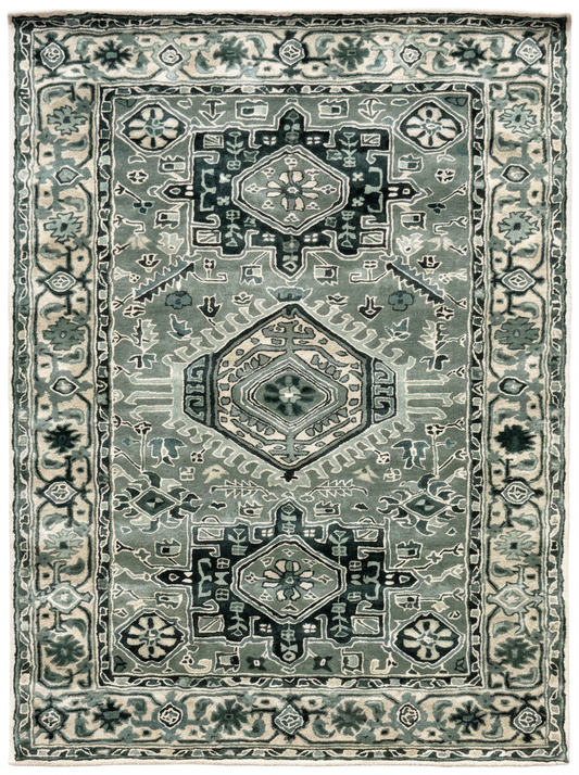 Hand Tufted 100% Viscose Rugs in Teal/Beige Color