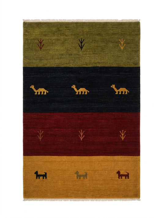 Handmade Nomadic Gabbeh stripe Rug