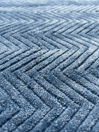 Hand Tufted Viscose + New Zealand Wool Rugs in Blue Color