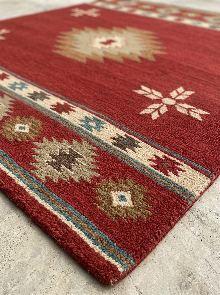 Hand Tufted New Zealand Wool + Oushak Wool Rugs in Rust/Beige Color