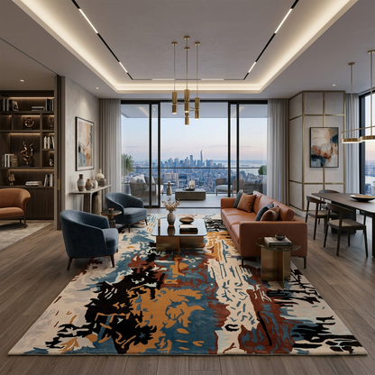 Hand Tufted Viscose + New Zealand Wool Rugs in Beige/Gold Color