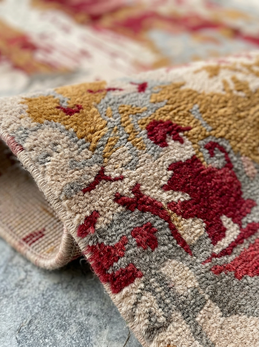 Hand Tufted Viscose + New Zealand Wool Rugs in Beige/Red Color