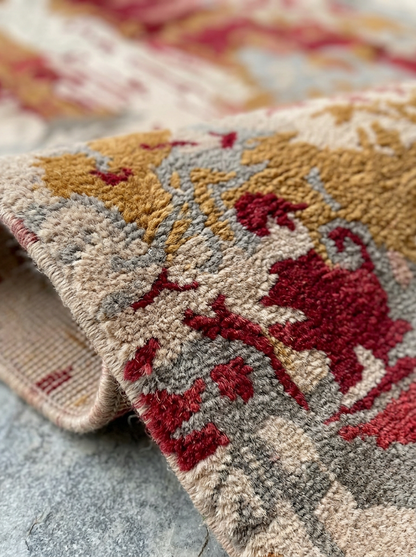 Hand Tufted Viscose + New Zealand Wool Rugs in Beige/Red Color