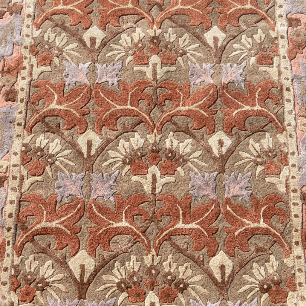 Hand Tufted New Zealand Wool+Viscose Rugs in Beige/pink Color