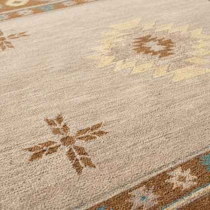 Hand Tufted New Zealand Wool+Viscose Rugs in Beige/Lt.Brown Color