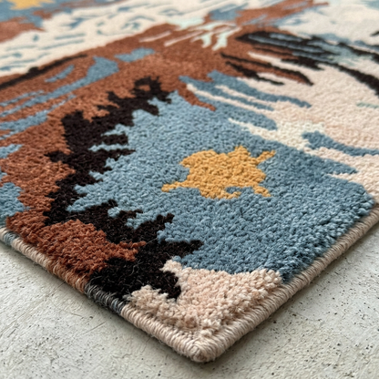 Hand Tufted Viscose + New Zealand Wool Rugs in Beige/Gold Color
