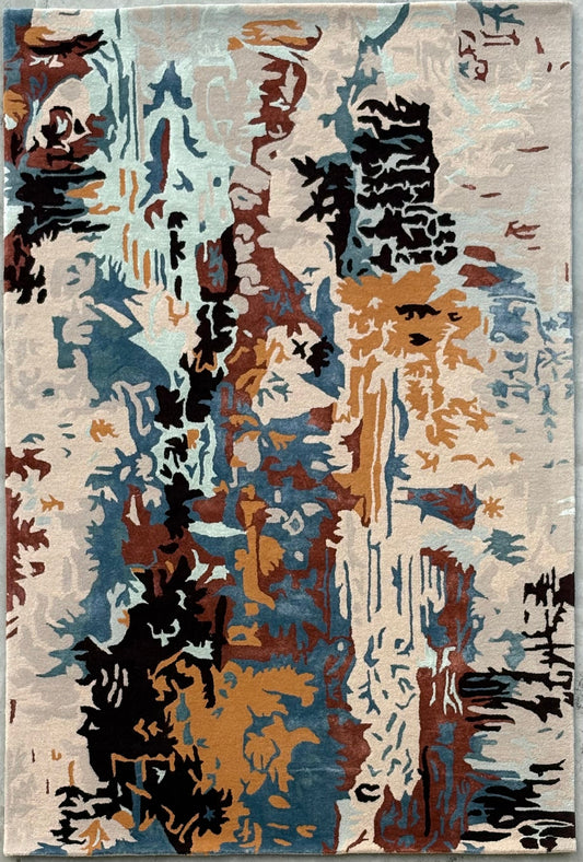 Kesar — Hand-Tufted Beige & Gold Wool-Viscose Rug