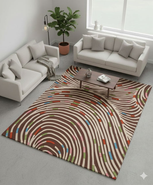 Hand Tufted New Zealand Wool + Fine Wool Rugs in Beige/Brown Color