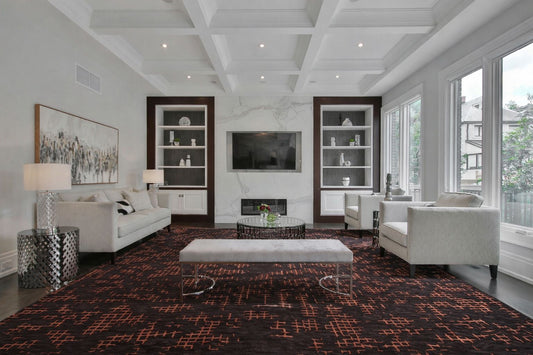 Hand Tufted Viscose + New Zealand Wool Rugs in Rust/Charcoal Color